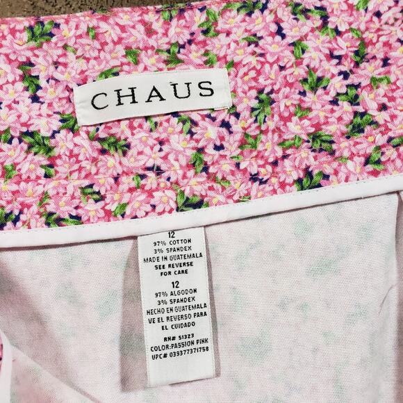 Chaus tiny pink flowers print A-line cottage core skirt woman's size 12 - Picture 5 of 7